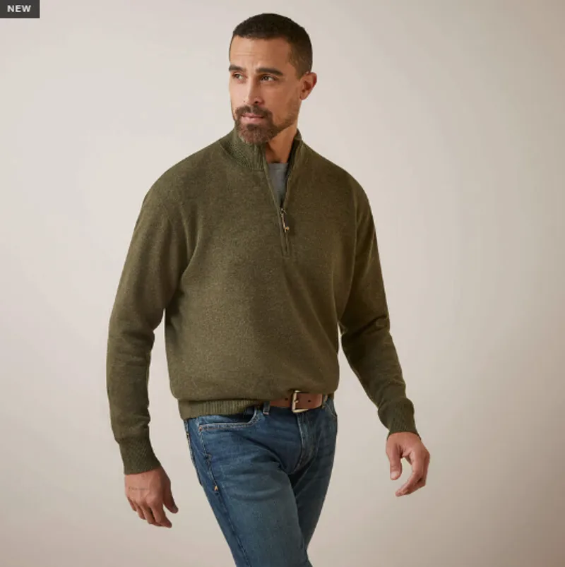 Ariat Mens Bolinas 1/2 Zip Sweater Earth